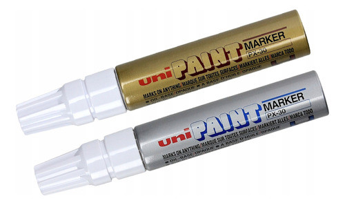 Marcador Permanente Uni Paint Px30 Grueso Pack X2 Plata Oro 0