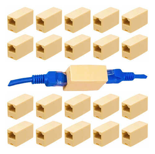 Kit 20x Adaptador Emenda Rj45 Cabo Rede Cat5e Conector Fêmea 0