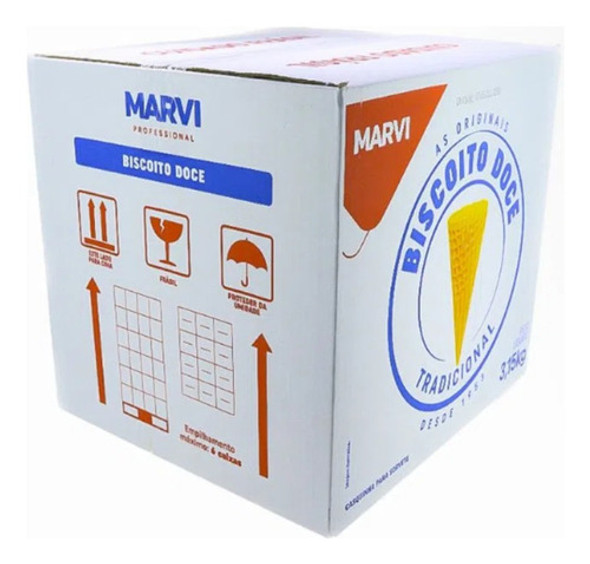 Casquinha Sorvete Biscoito Doce Marvi Tradicional 3,15 Kg 1