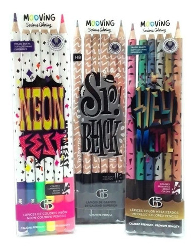 Kit Combo Set Lapices Mooving Grafito Y Color X18 Piezas 0