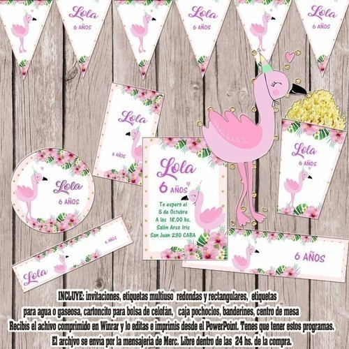 Kit Imprimible Editable Cumpleaños Flamenco 0