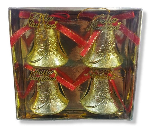 Adorno Navideño Campanitas X4 Unidades Navidad Decoración 1