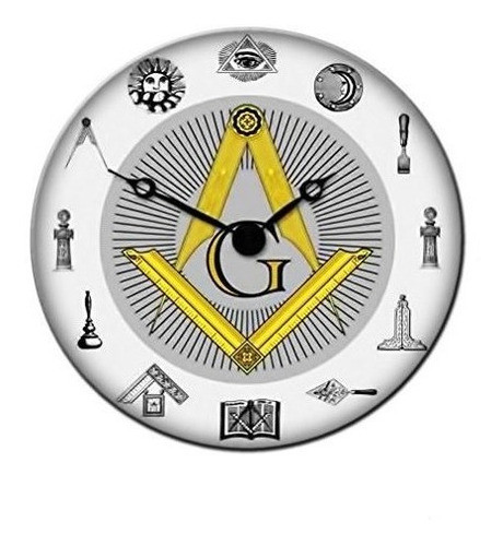 Reloj De Pared Con Simbolos Masonicos De La Brujula Y Cua 0