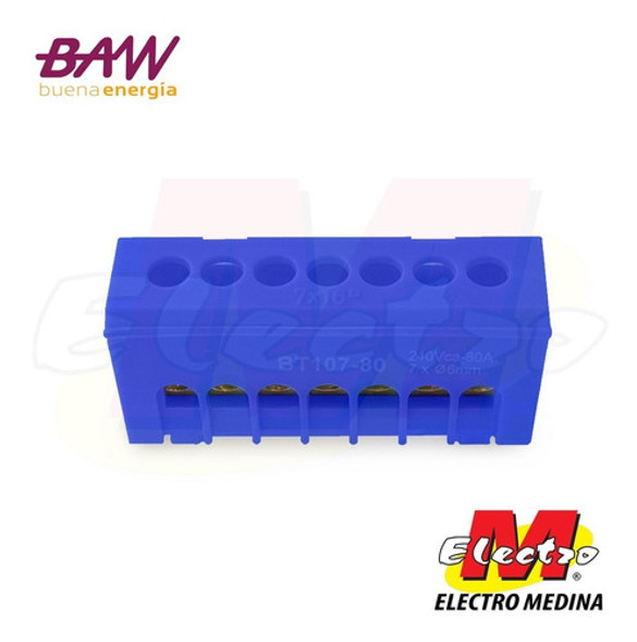 Bornera Repartidor Unipolar Din Azul Baw Electro Medina 1