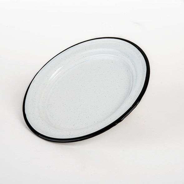 Plato Acero Vitrificado 26 Cm Blanco C/borde Negro Cinsa 1