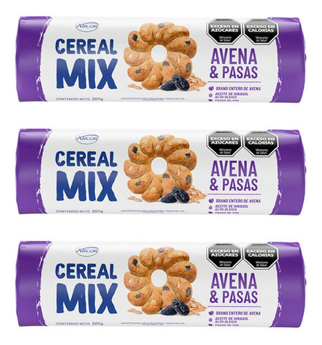 Cereal Mix Galletas Avena & Pasas 207grs X 3un Cioccolato 0