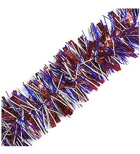 Brite Star Wide Cut Garland Patriotic Tinsel, Red/white/blue 0