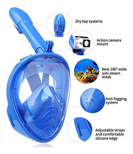 Qingsong Máscara De Esnórquel De Cara Completa 180 ° Panorám 1