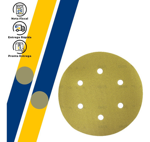 Kit Com 50 Disco De Lixa Grão #320 6 Furos 150mm Com Velcro 1