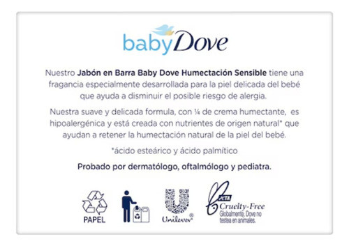 Jabón En Barra Baby Dove Humectación Sensible 75 g 1