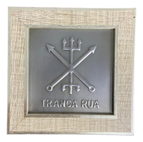 Quadro Orixá Exú Tranca Rua Madeira Carvalho 13 X13 Cm 0