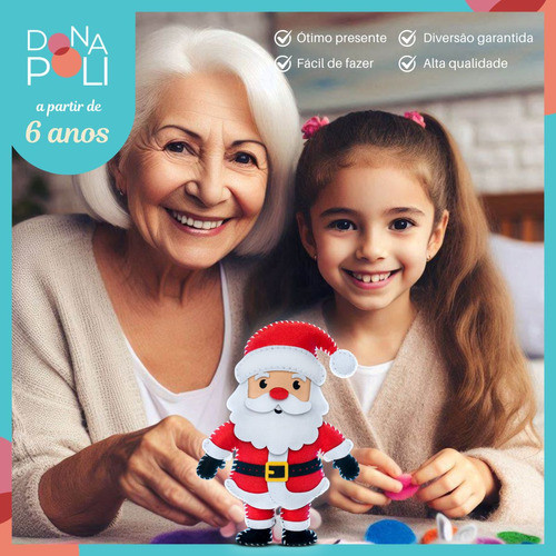 Boneco Papai Noel Feltro Santa Fé Brinquedo Faça Você Mesmo 1