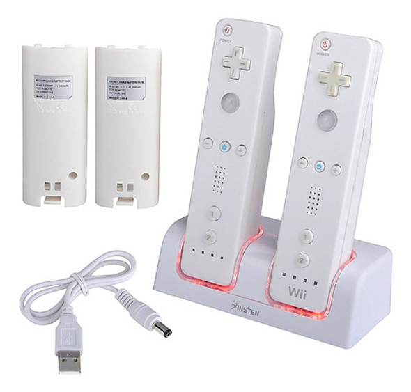 Insten Estación Carga Dual  Baterías Recargables Luz Led Wii 0