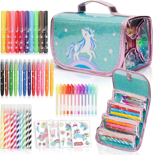 Estuche Unicornio C/juego De Marcadores C/aroma A Frutas 0