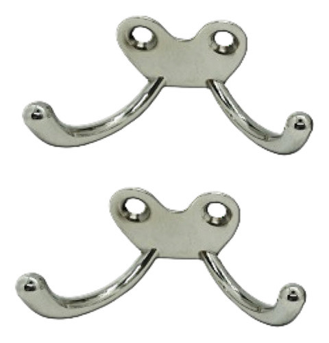 Kit 02 Cabide Chapolin Cromado Gancho Duplo Multiuso 0