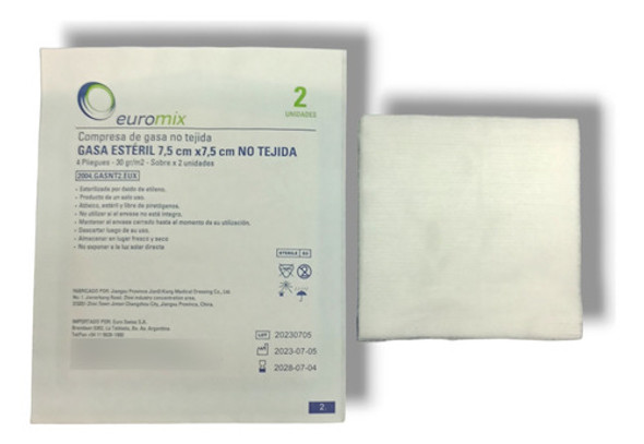 Gasa No Tejida Estéril 50 Sobres 7.5 X 7.5 Cm X 2 Trozos 0