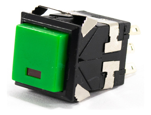 2 Interruptores Pulsador Cuadrado 19mm Verde Led Rojo 0