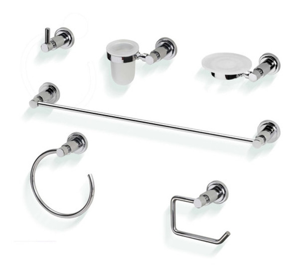 Set Kit Accesorios Para Baño Soho 6 Piezas Cromado 0