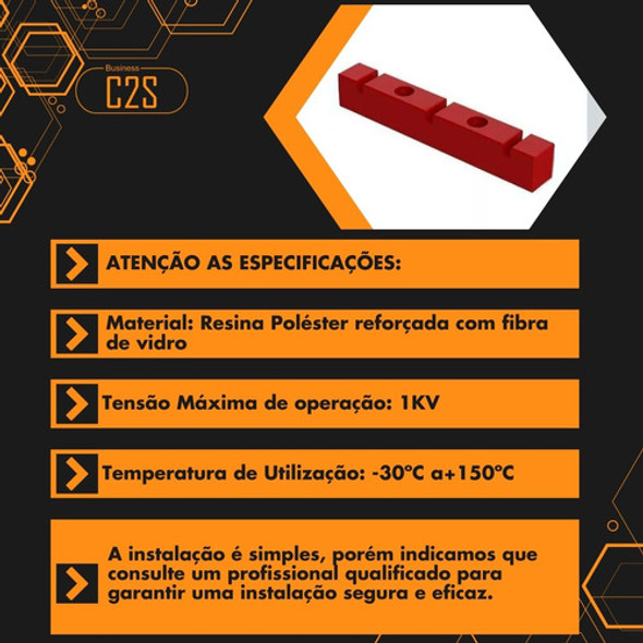 Kit C/5 Isolador Epoxi Pente Ranhura 10mm Para 3 Barramentos 1