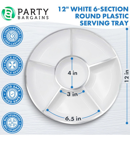 Party Bargains 6 Bandejas De Plastico Redondos Seccionales 1