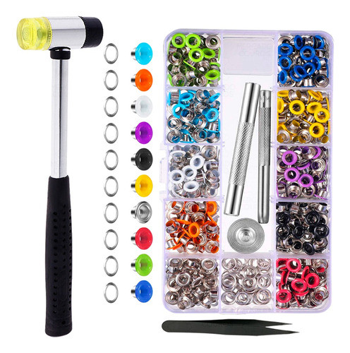 Kit Martelo Borracha Duplaface Artesanato + 400 Ilhós Colors 0
