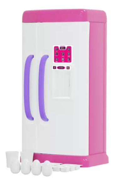 Brinquedo Geladeira Infantil Rosa Duas Portas Com Acessórios 1
