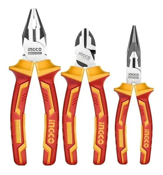 Set Pinzas Alicates Aislados Ingco Electricista Profesional 0