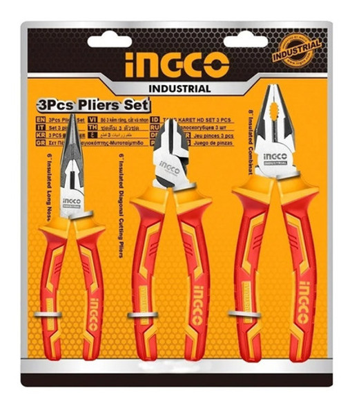 Set Pinzas Alicates Aislados Ingco Electricista Profesional 1