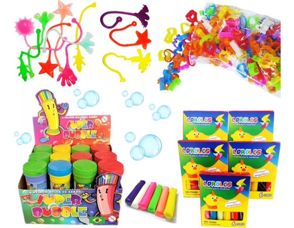 30 (massinha Modelar-bolha Sabão-gruda Parede) 60 Forminhas 0