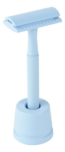 Afeitadora Unisex Celeste Con Base + 5 Hojas - Cero Plástico 0