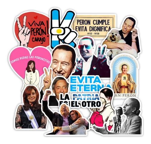 Stickers Peronismo Cfk Evita 15 Unidades Pvc Plastificados 0