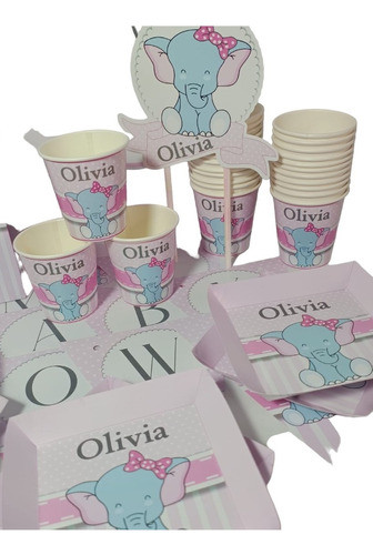 Cotillón Infantil Personalizado Premium X 15 Elefantita Rosa 0