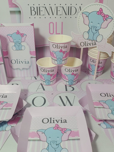 Cotillón Infantil Personalizado Premium X 15 Elefantita Rosa 1