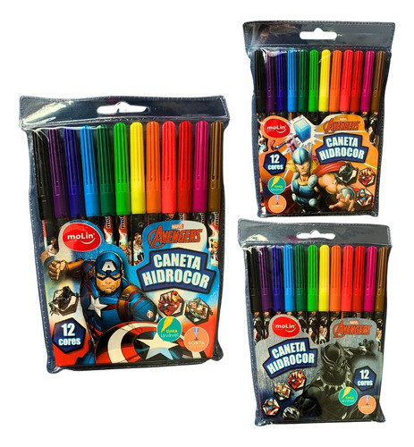 Canetinha Hidrográfica Avengers C/12 Cores - Molin 0