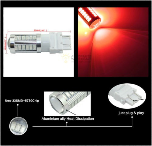 2 X 33smd Alta Potencia Rojo 3157 T25 5730chip Diurna Luces 1