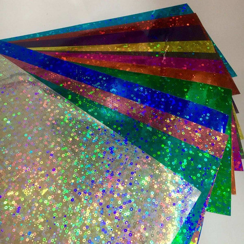 Holográfico Mini Círculo Signo Vinilo Muestra Pack, 12 Hojas 1