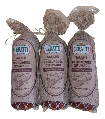 Kit 3 Uni Salames Tipo Hamburguês Defumado Ceratti 1,5kg 0
