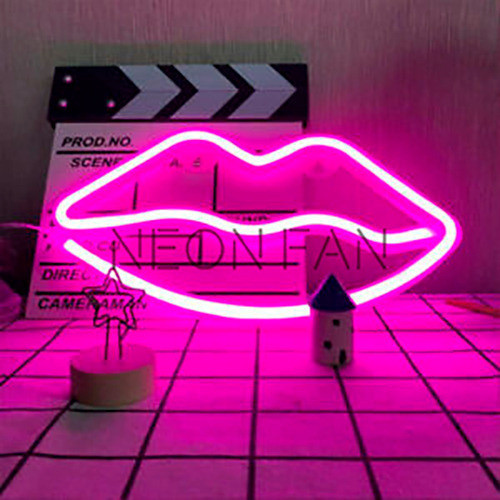 Cartel  Neon Led Boca / Labios / Beso Acrilico Transparente 1
