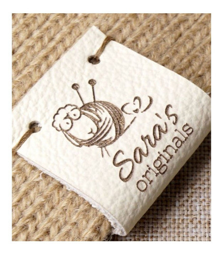 100 Etiquetas Eco Cuero Grabadas 4x2 Diseño Logo Gratis 0