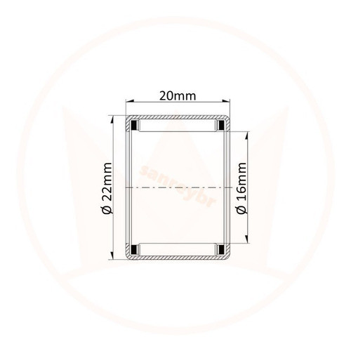 Kit 2 Rolamentos De Agulha Hk1620 (hk162220) Ø16xø22x20mm 1