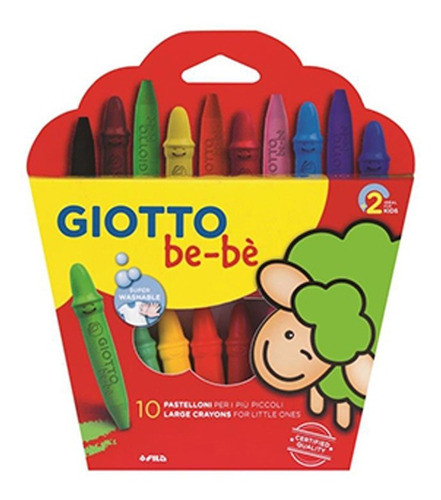 Crayones Giotto Bebé Lavable 10 Colores Intensos + Sacapunta 1