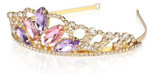 Tiara De Rapunzel Dorada Con Detalles Brillantes Para Niñas 1