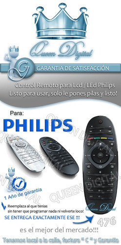 Control Remoto Para Lcd Led Philips Smart Tv Ovalado Pfl37x7 1