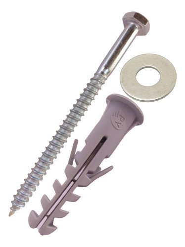 Tirafondo 1/4x3-1/2 + Tarugo Con Tope + Arandela    50 Unid 1