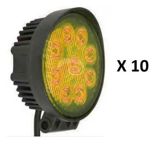 Faro Redondo Amarillo X10 9led 27w Moto Auto Camioneta Cuatr 0