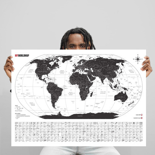 Mapa Mundi Viagens 3.000 Cidades Bandeiras Adesivo Pins - A1 1