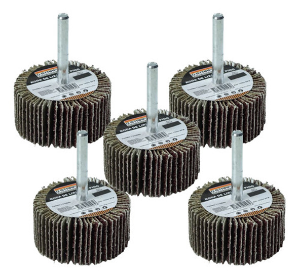 Kit 5 Rodas De Lixa Grao 120 50x25 Haste 6mm - Starfer 0