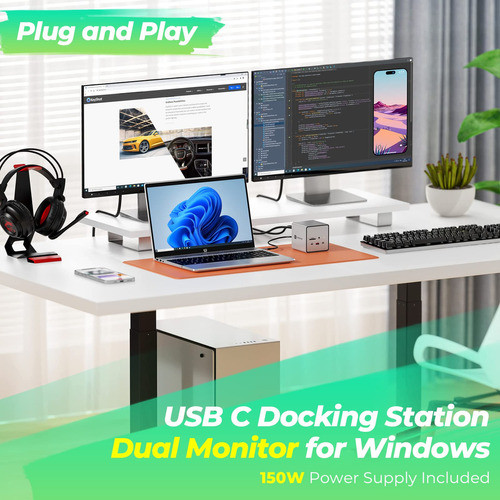Estacin De Acoplamiento Usb C Monitor Dual, Base Usb C 15 En 1
