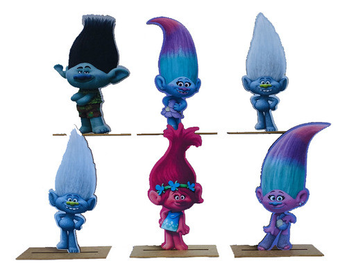 Kit Display De Mesa 6 Peças Para Festa Trolls Mdf 0