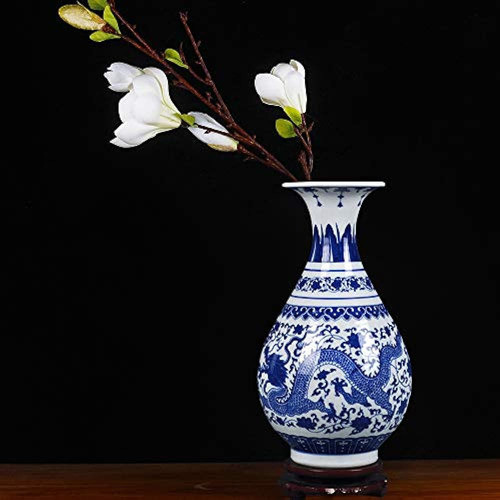 Fanquare Jindezhen Pequeño Dargon Florero De Porcelana Azul 1